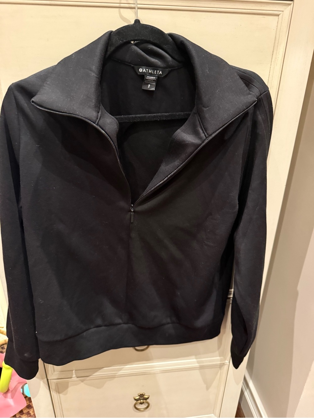 Athleta Women’s Black Quarter-Zip Pullover Sweater